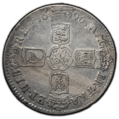 SOLD Great Britain 1696 1/2 Half Crown Silver Coin KM #491.13