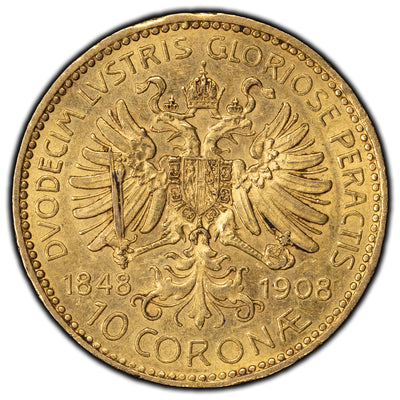 SOLD Austria 1908 10 Corona Gold Coin KM #2810