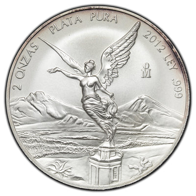 SOLD Mexico 2012 2oz Libertad .999 Silver Coin - Lightly Toned