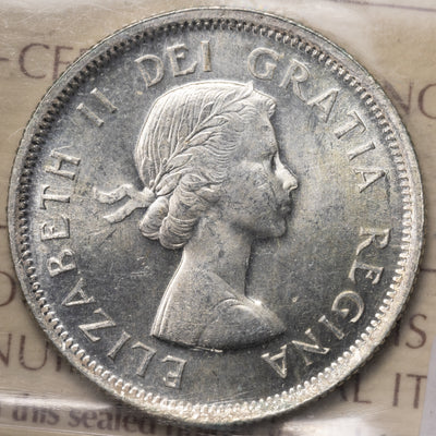 SOLD Canada 1955 25 Cents Quarter Silver Coin - ICCS MS-63