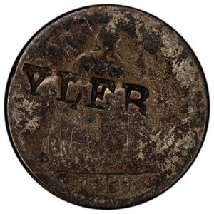 SOLD United States 1857 1/2 Half Dime Silver Coin - Counterstamp "YLER"
