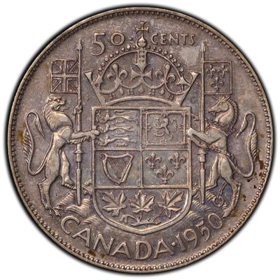 SOLD Canada 1950 No Design 50 Cents Half Dollar Silver Coin