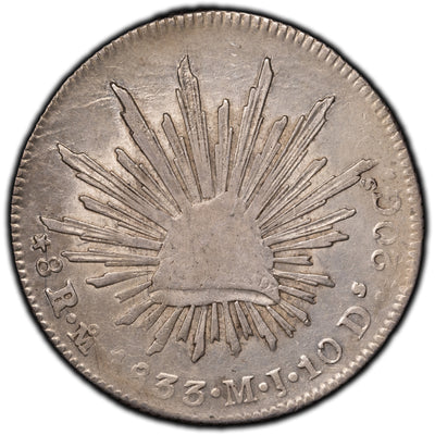 Mexico 1833 Mo MJ 8 Reales Silver Coin - Tougher Issue