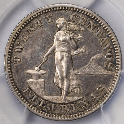 SOLD Philippines 1903 20 Centavos Silver Coin - PCGS Proof PR-62