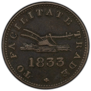 SOLD Upper Canada 1833 1/2 Half Penny Token To Facilitate Trade UC-12B2