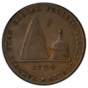 SOLD Ireland 1794 Dublin Talbort Fyan Grocer Poolbeg 1/2 Half Penny Token D&H #308a
