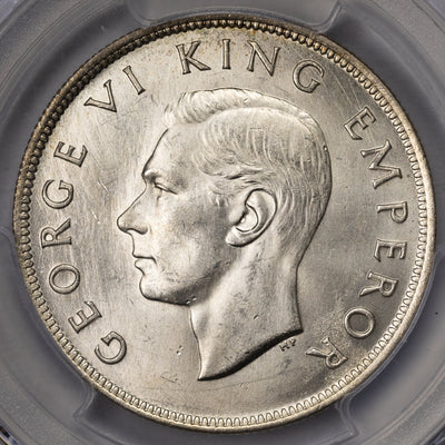 SOLD New Zealand 1945 1/2 Crown Silver Coin - PCGS MS-64