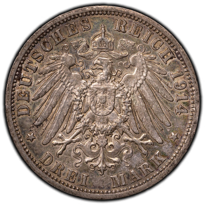 SOLD Germany 1914-A 3 Mark Silver Coin