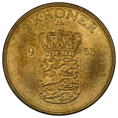 Denmark 1952 2 Two Kroner Coin KM #838.1