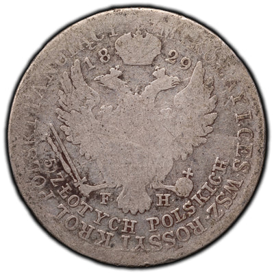 Poland 1829 5 Złotych Silver Coin - Issued Under Russia