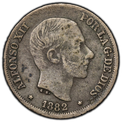 SOLD Philippines 1882 10 Centimos Silver Coin KM #148