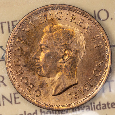 Canada 1937 1 Small Cent Coin - ICCS Matte Specimen SP-66 Red