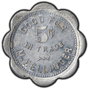 SOLD United States Boseman Montana M. Hellinger Saloon 5 Cents Token