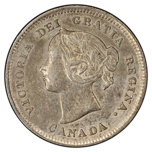 SOLD Canada 1887 5 Cents Silver Coin - VF//EF (cleaned)