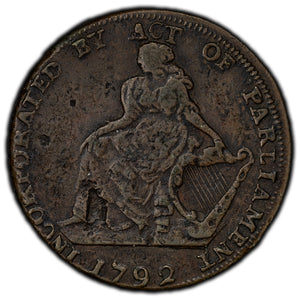 SOLD Ireland 1792 Dublin Turner Camac Chairman 1/2 Half Penny Token D&H #296
