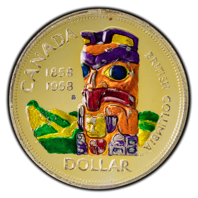 SOLD Canada 1958 $1 Silver Dollar Coin - Enamelled