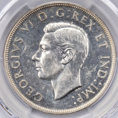 SOLD Canada 1947 Pointed 7 4xHP $1 Silver Dollar Coin - PCGS AU Detail Cleaned