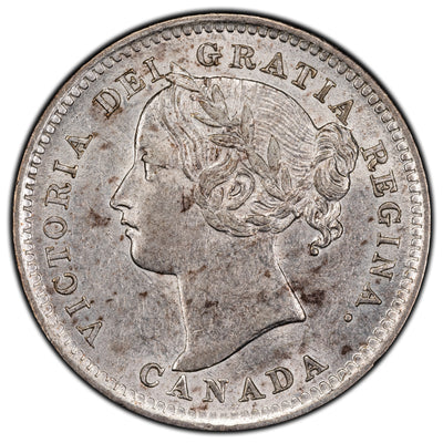 Canada 1899 Small '99' 10 Cents Dime Silver Coin - AU