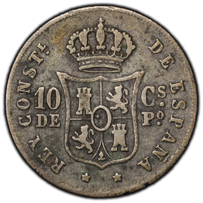 SOLD Philippines 1882 10 Centimos Silver Coin KM #148