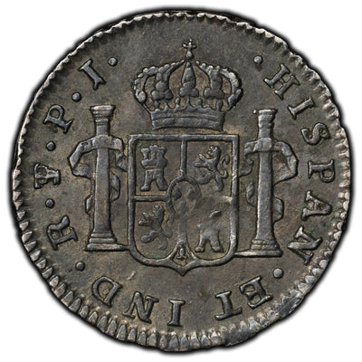 SOLD Bolivia 1824-P.J. Potosi Mint 1/2 Real Silver Coin - Lovely Condition
