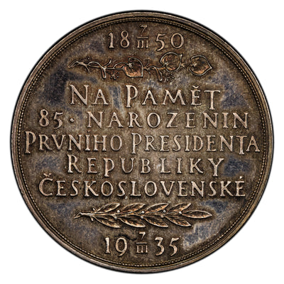 Czechoslovakia 1935 Thomas Masaryk Silver Medal 32mm