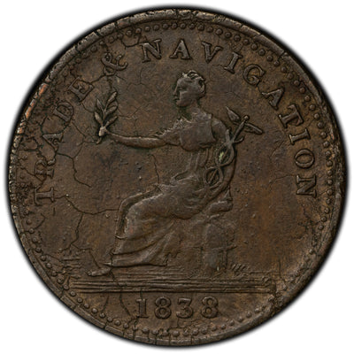Canada Nova Scotia 1838 Trade & Navigation Token NS-22 - Cracked Planchet Error