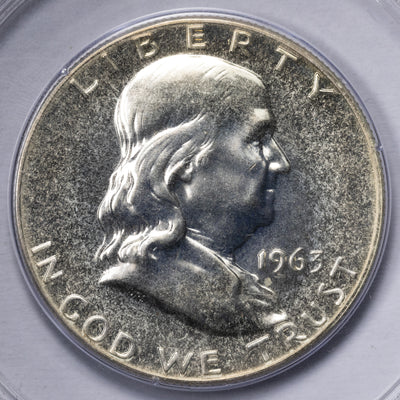 SOLD United States 1963 50 Cents Franklin Half Dollar Coin - PCGS PR-65 Rattler Holder