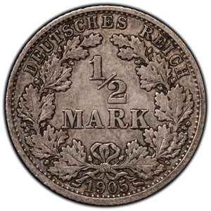 SOLD Germany 1905-F 1/2 Mark Silver Coin