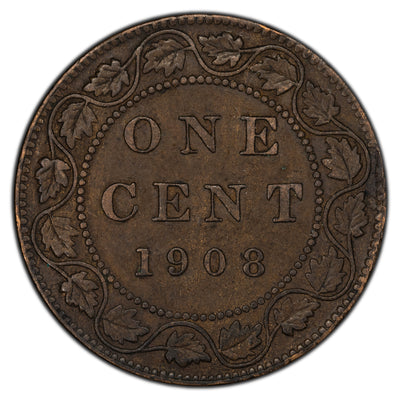 SOLD Canada 1908 1 Large Cent Coin  - VF