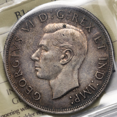 SOLD Canada 1947 Blunt 7 $1 Dollar Silver Coin - ICCS EF-45