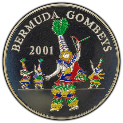 SOLD Bermuda 2001 $5 Sterling Silver Coloured Proof Coin - Gombeys Heritage Series