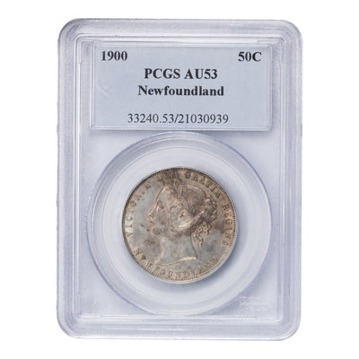 Newfoundland 1900 50 Cents Silver Coin - PCGS AU-53