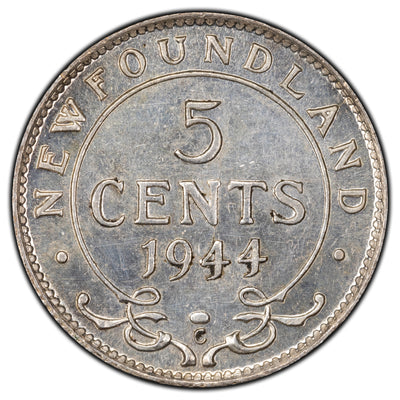 Newfoundland 1944-C 5 Cents Silver Coin - UNC