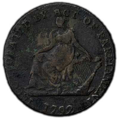 Ireland 1792 Dublin Camac Ryan 1/2 Half Penny Token D&H #153 - Corrosion