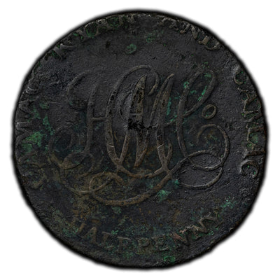 Ireland 1792 Dublin Camac Ryan 1/2 Half Penny Token D&H #153 - Corrosion