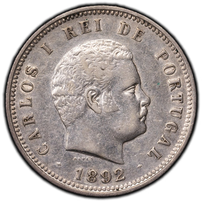 SOLD Portugal 1892 200 Reis Silver Coin