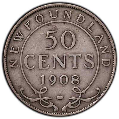 SOLD Newfoundland 1908 50 Cents Half Dollar Silver Coin
