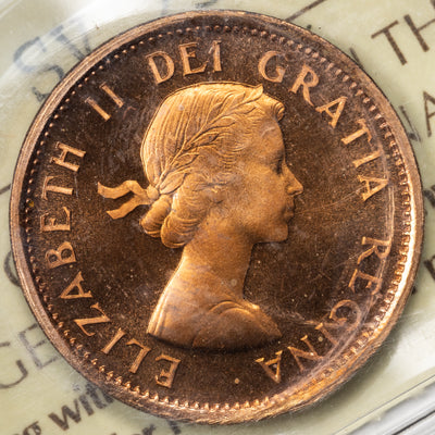 SOLD Canada 1955 SF 1 Small Cent Coin - ICCS PL-67 Red Heavy Cameo