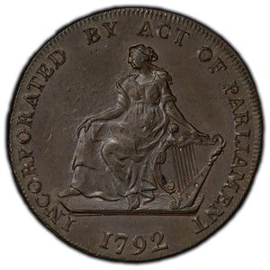 SOLD Ireland 1792 Dublin Camac Ryan 1/2 Half Penny Token D&H #95