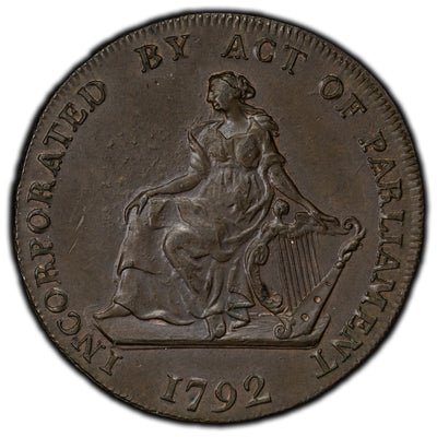 SOLD Ireland 1792 Dublin Camac Ryan 1/2 Half Penny Token D&H #95