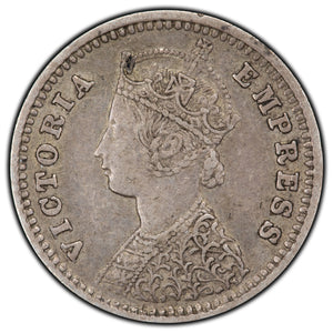 SOLD India 1886 2 Two Annas Silver Coin