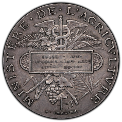 France 1887 Ministry of Agriculture Silver Medal 42mm