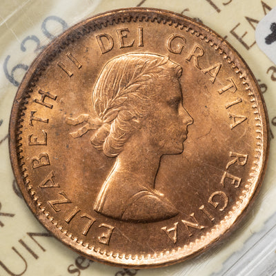 SOLD Canada 1955 SF 1 Small Cent Coin - ICCS MS-65 Red