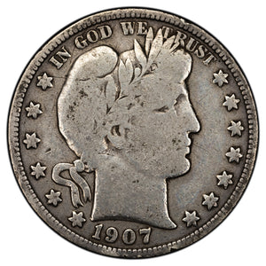 SOLD United States 1907-S 50 Cents Barber Half Dollar Silver Coin - Cleaned