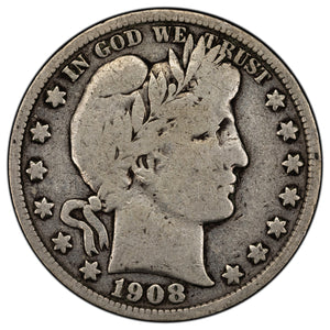 SOLD United States 1908-S 50 Cents Barber Half Dollar Silver Coin