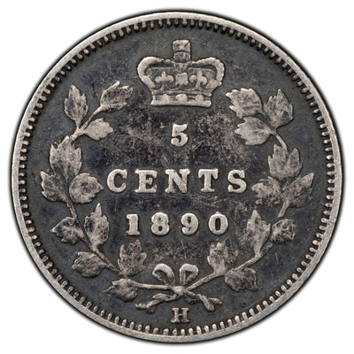 Canada 1890-H 5 Cents Silver Coin - F/VF