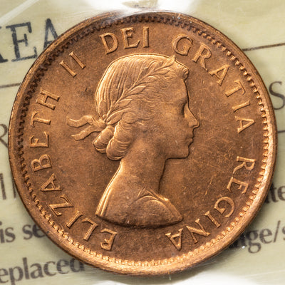 SOLD Canada 1956 Hanging 6 1 Small Cent Coin - ICCS MS-65 Red