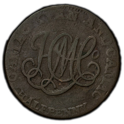 Ireland 1792 Dublin Camac Ryan 1/2 Half Penny Token D&H #60