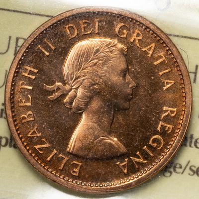 SOLD Canada 1956 1 Small Cent Coin - ICCS PL-66 Red Cameo