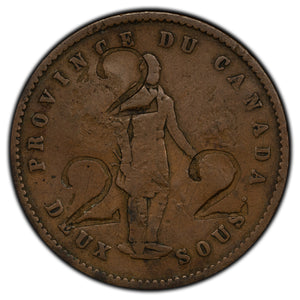 SOLD Province of Canada 1852 1 One Penny Token PC-4 - Counterstamps "2"